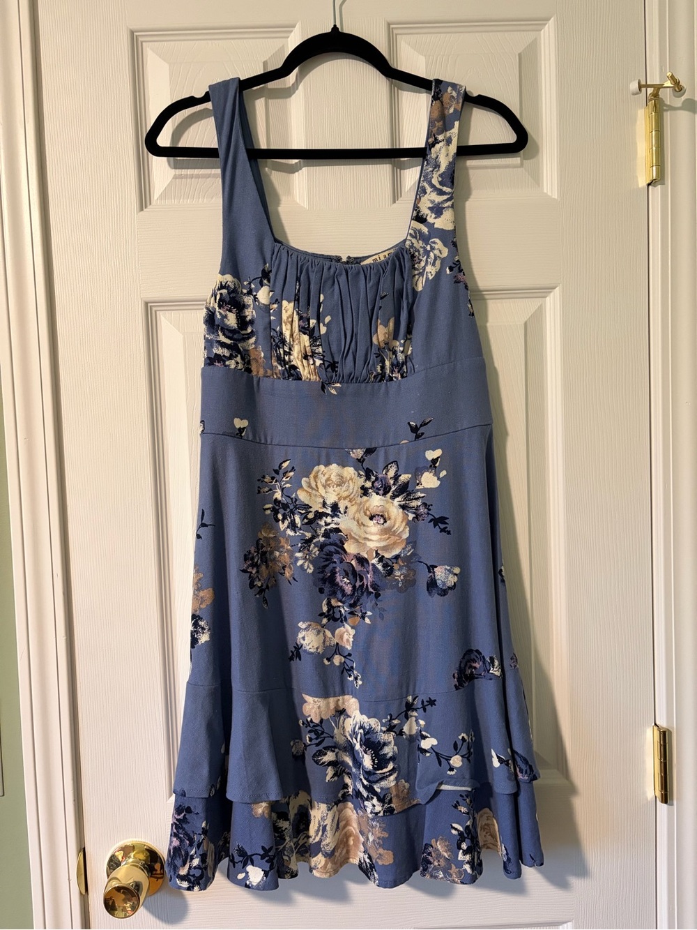 miami Blue Floral A-Line Sundress with Cream Accents